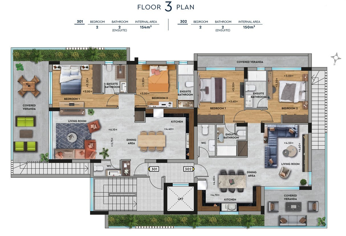 Квартира 2 спальни 154 м² муниципалитет Лимасол, Кипр